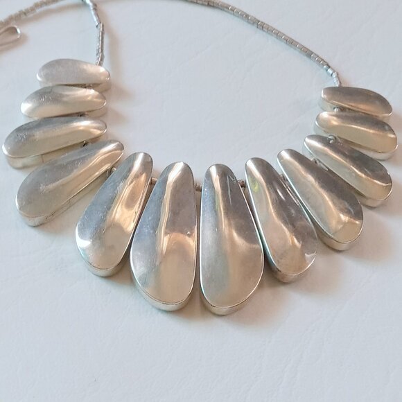 Vintage Sterling Silver Turquoise Enamel Necklace - Picture 9 of 10